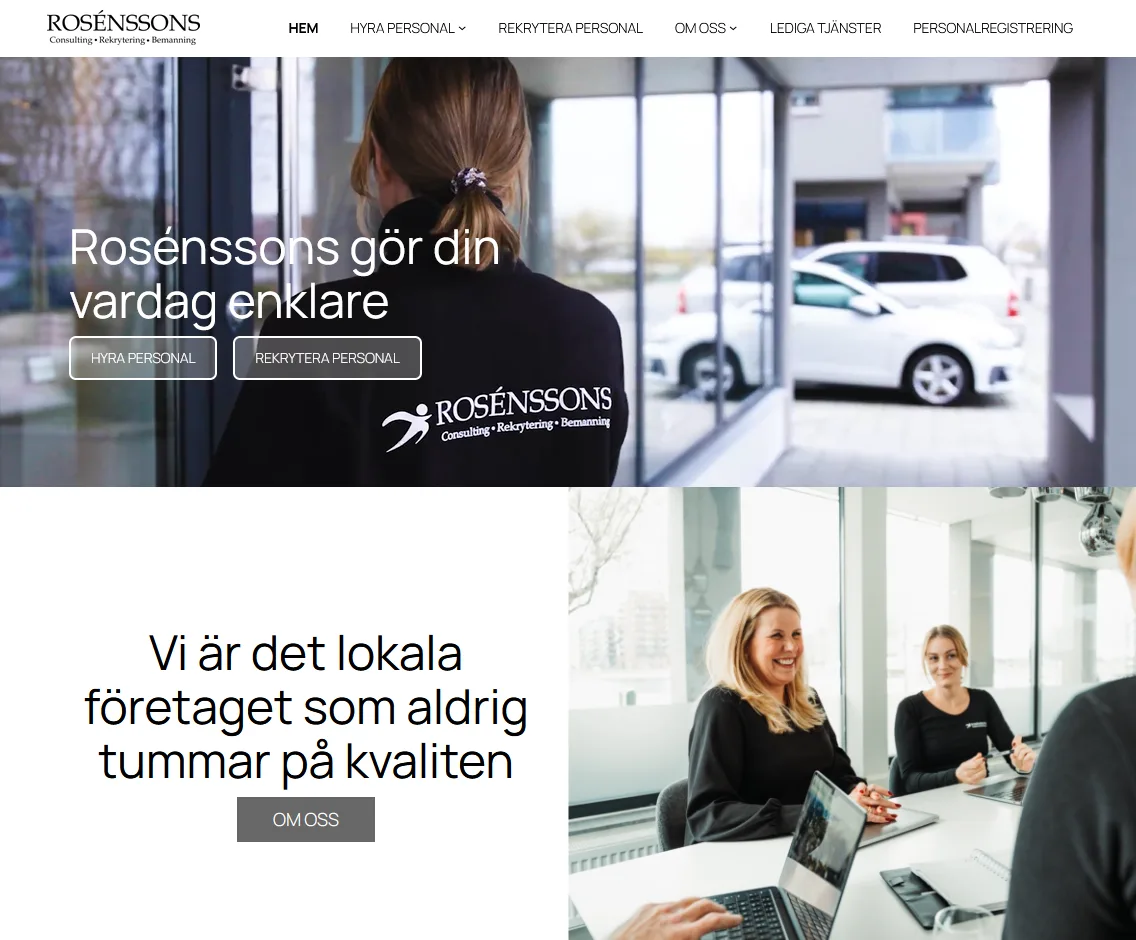Skärmbild av rosenssons.com