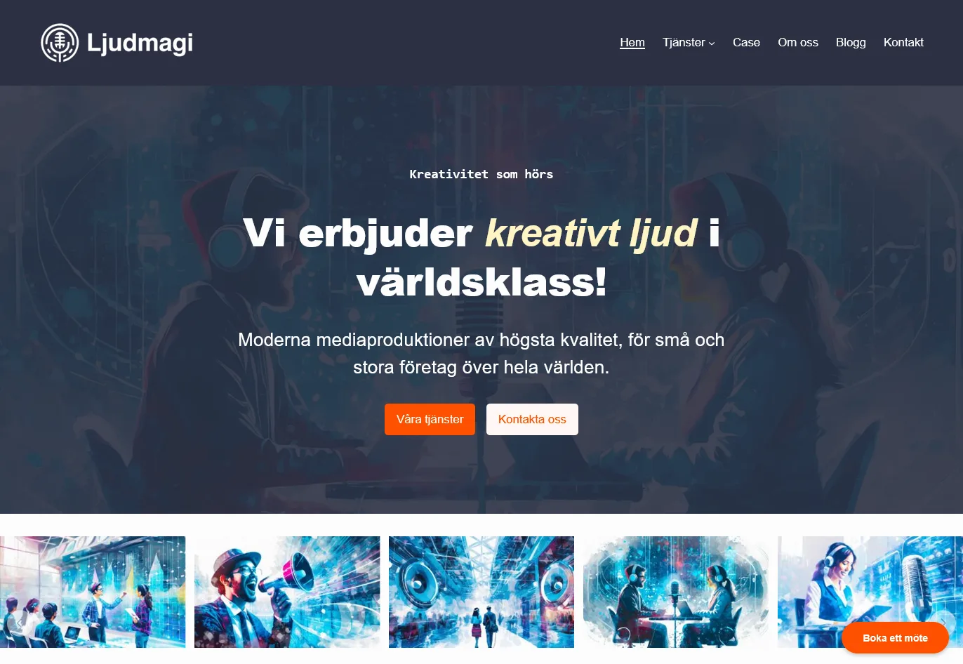 Skärmbild av ljudmagi.se